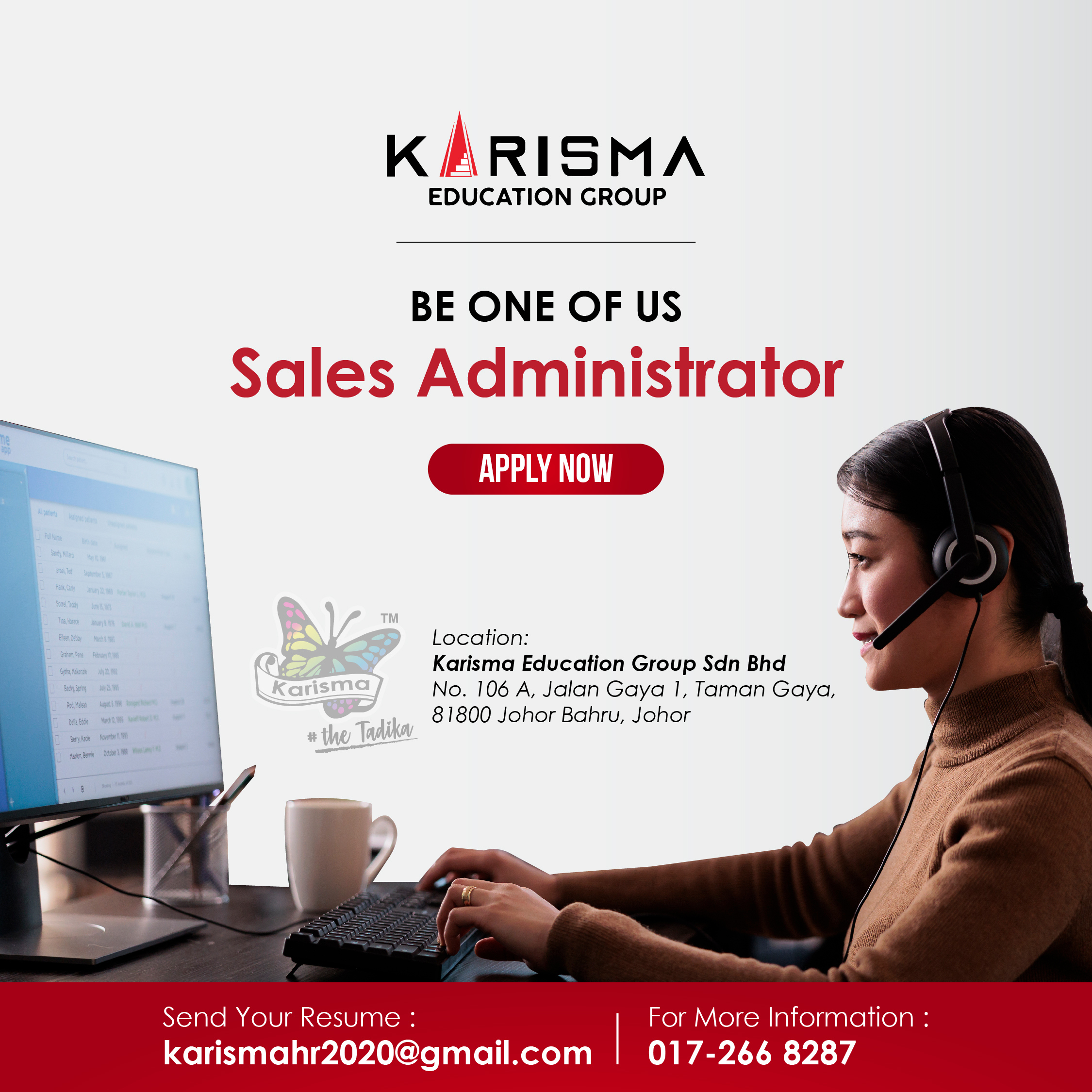 Karisma Education Group Sales Admin Vacancy